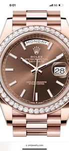 Rolex Day-Date 228345RBR Rose Gold Diamond Bezel Slate Ombre Dial - Picture 1 of 4