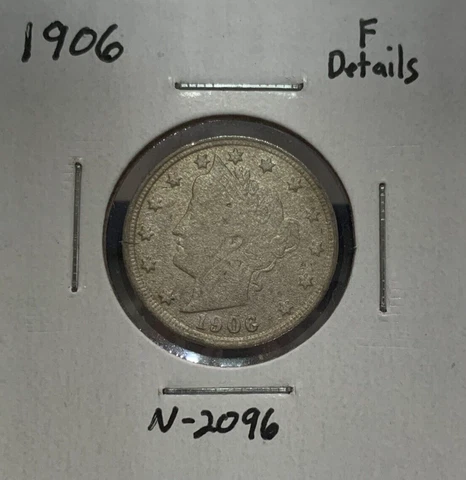 1906 Liberty Head V Nickel ~ 5 Cent Piece ~ (F) Fine Details ~ Actual Coin N2096 Cover