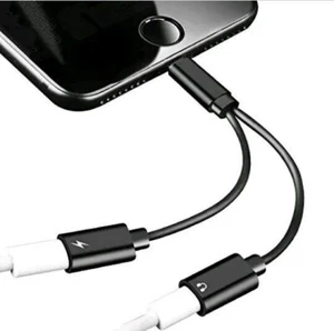 iPhone 8pin 2 in1 splitter charging headphone Charger Cable For iPhone 7/8 X XR - Picture 1 of 6