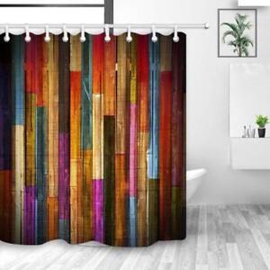 Waterproof Fabric Shower Curtain RV 47x64 Inch Colorful Wooden Barn Wall