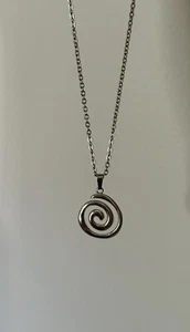 Spiral  Swirl Pendant Necklace  Chain Silver Unisex Women Men Brand New - Picture 1 of 4