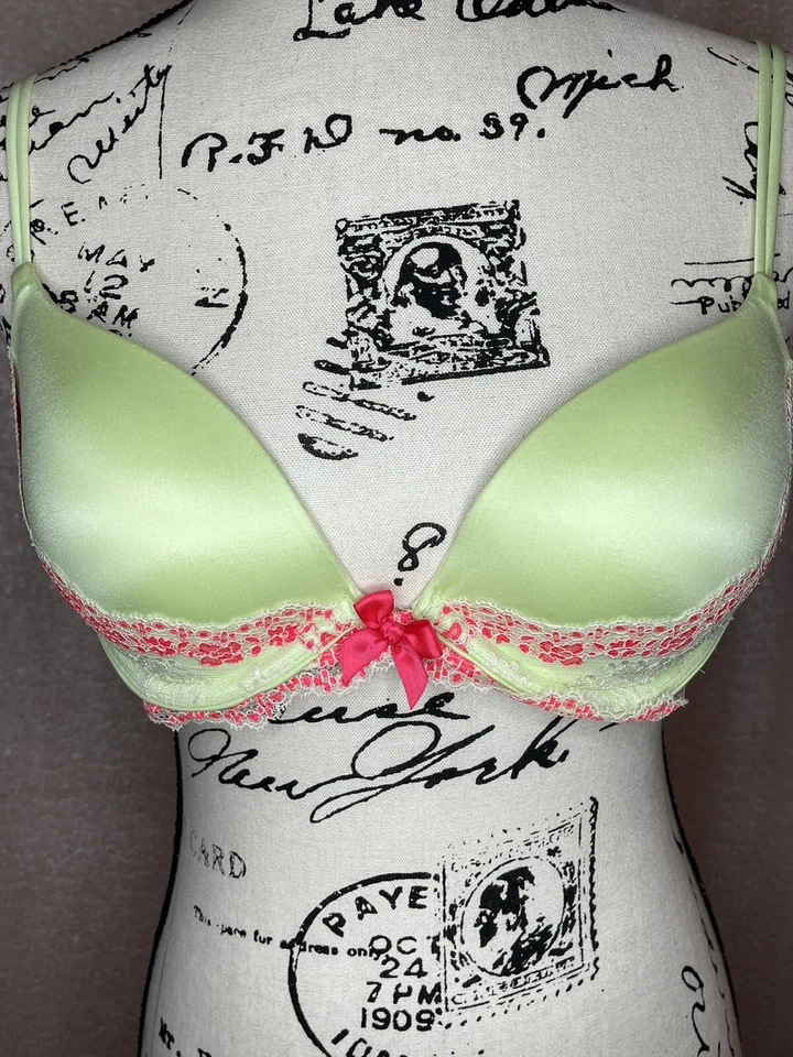 Victoria’s Secret VERY SEXY PUSH UP 34C Pink Green Lace Multi-way Strap Sexy - Image 1 of 4