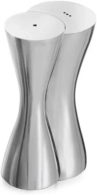 Nambe Hug Salt & Pepper Shakers Set, Alloy Metal, 6" x 2.5" - Silver - Image 1 of 4
