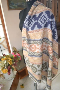 2 opciones cálido chal de lana yak hecho a mano reversible diseñador jamavar envoltura unisex - Imagen 1 de 6