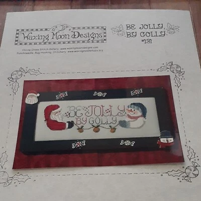 Be Jolly By Golly Christmas Snowman and Santa Peppermint  Cross Stitch Pattern - Image 1 of 4
