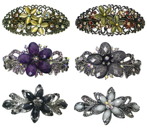 Set of 6 Large Oval Opal Beads Barrettes for Women Thick Hair NM86010-1-6 - Picture 1 of 12