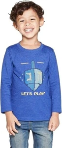Cat & Jack 12M Toddler Boys' Long Sleeve Let's Play Dreidel Graphic T-Shirt NWT - Picture 1 of 3