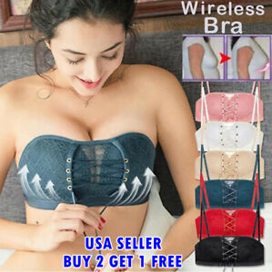 Womens Multiway Strapless Padded Lace Bra Push Up Underwire Halter Backless