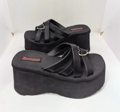 Pleaser Demonia Women's 3 1/2 Inch Cherries Sandal Black Strappy Size 5.5 or 6 R - Image 1 of 4