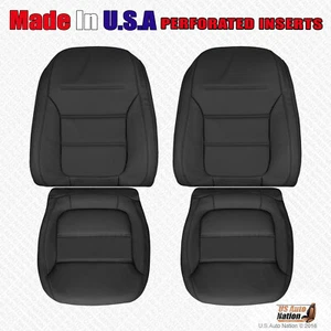 2011 - 2017 Volkswagen Jetta Driver Passenger Perforated Leather Seat Cover Blk - Picture 1 of 16