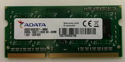 2x 2GB DDR3L PC3-12800 1600MHz non-ECC Unbuffered 204-Pin SoDimm Memory (RAM) - Image 1 of 2
