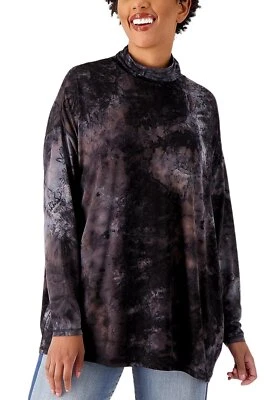 LOGO Lounge by Lori Goldstein Tie-Dye Top Hombro Caído Negro Foto 1 de 2