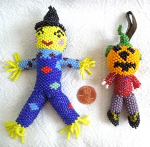 **2** Zuni  BEADED Figure SCARECROW & PUMPKIN HEAD *Venita Tsipa* HALLOWEEN* - Picture 1 of 8