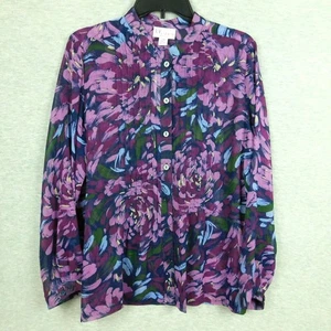 The Togs Shop Damen Shirt Petite Medium Mehrfarbig Blumen Transparent Langarm - Bild 1 von 8
