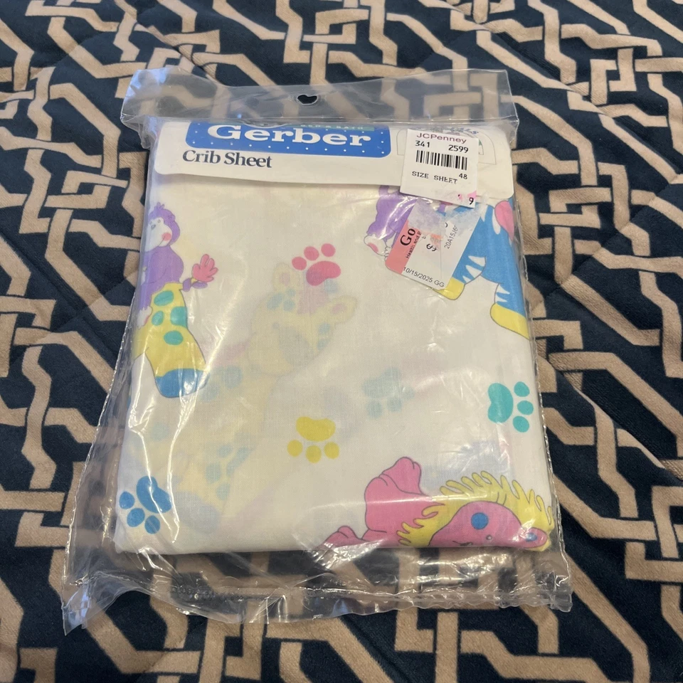 Vintage Gerber Knit Crib Sheet 100 Cotton Fits 28" " Mattress USA Made