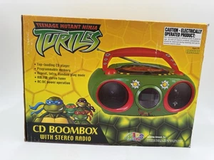 Vintage Teenage Mutant Ninja Turtles AM/FM Tuner CD Small Boom Box (2006) Nuovo con scatola - Foto 1 di 7