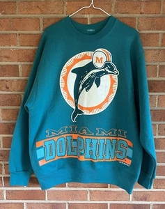 Vintage Lrg Logo Miami Dolphins Double Sided Crewneck Sweatshirt XL Excellent   - Picture 1 of 6