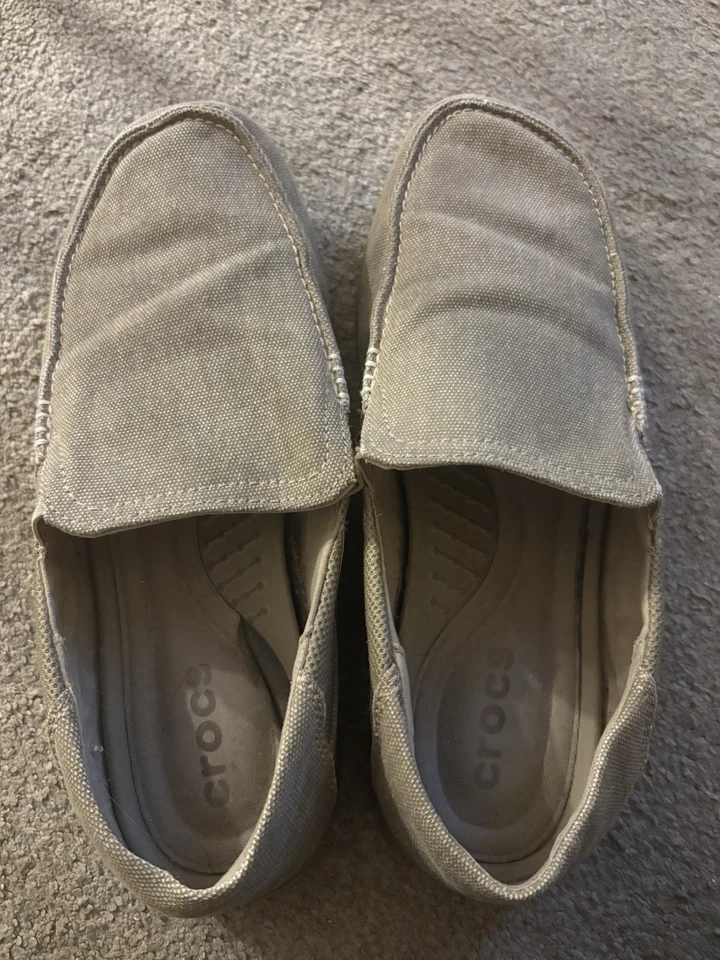 Crocs Zapatos Para Hombres 9 Mocasines Marrón Lona Sin Cordones Informales Comodidad Bajo Foto 1 de 4