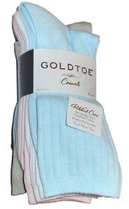 6 Paar Damen Gold Toe Casuals Collection gerippte weiche Baumwollmischung Crew-Socken - Bild 1 von 5