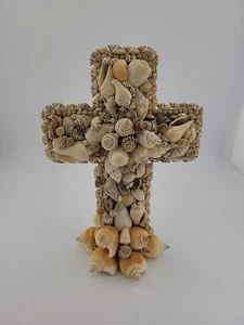 Seashell Cross Crucifix Variety of Shells Handmade Unique Gift Sea Decor 9.5"×6. - Picture 1 of 7