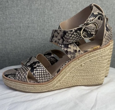 NWOT BANANA REPUBLIC WOMEN SNAKESKIN PRINT LEATHER ESPADRILLE WEDGE SANDALS 9.5 - Image 1 of 4