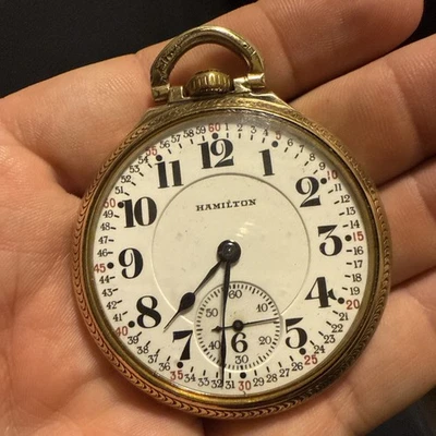 Hamilton 992 Railroad Pocket Watch 10K Gold Filled 21 Jewels– Runs - Image 1 of 3