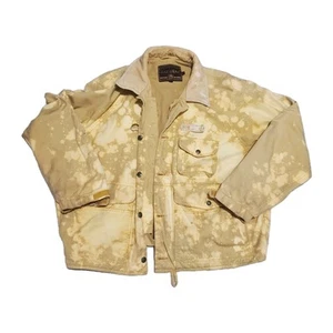 Distressed Denim Jacket Size XL Trucker Denim Jacket Bleach Stained Thrashed - Afbeelding 1 van 12