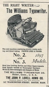 Magazine Ad - 1897 - Williams Typewriter Co., Derby, CT - Picture 1 of 1