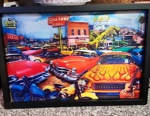 Rare Classic Car/Guitar/ motor cycle 3D Hologram Wall Art Print 19"X13" Sea Surf - Picture 1 of 4