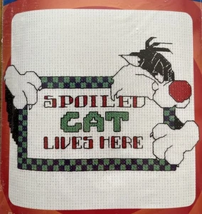 “Spoiled Cat Lives Here” Looney Tubes Sylvester Cross Stitch Kit 51011 - Picture 1 of 3