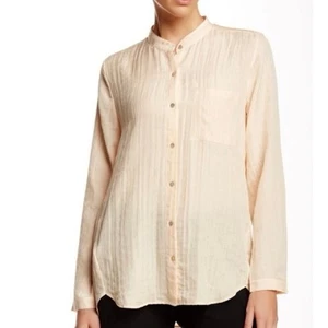 Eileen Fisher Silk Mandarin Collared Shirt Long Sleeve - Picture 1 of 10
