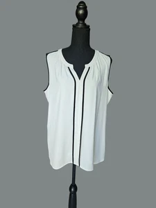 Calvin Klein Damen ärmellose Bluse in weiß und schwarz, Größe XL - Bild 1 von 7
