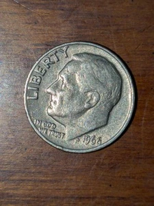 1966 10c Dime Full Torch Partial Bands Grease Filled Extra Fine Struck Through - Picture 1 of 6