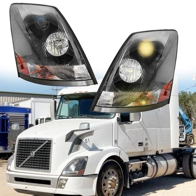 Black Projector Halogen Headlight LH+RH For Volvo VNL 2004-2017 Semi Truck Foto 1 de 4