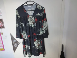Kleid Kaffe Gr. M / 38 schwarz mit Blumenmuster - Bild 1 von 7