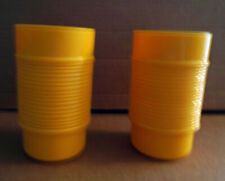 Rubbermaid Yellow Ribbed Plastic Melmac Tumbler #3826 Set of 2 Vintage sa