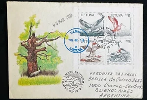 CM) 2009. LITHUANIA. WILD BIRDS. ENVELOPE SENT ARGENTINA. XF - Picture 1 of 1