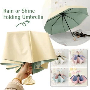 8 Rib 3 Folding Candy Color Anti-UV Sun Rain Portable Windproof Compact Umbrella - Picture 1 of 20