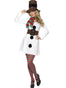 Christmas Snowman Costume Ladies Sexy christmas Fancy Dress Womens UK 8-18 - Picture 1 of 4