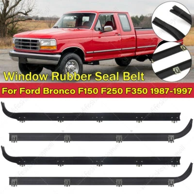 Inner & Outer Window Sweep Felts Seals Weatherstrip Kit for Ford F150 F250 F350 Foto 1 de 4
