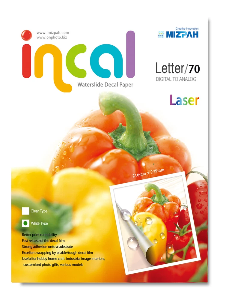 [Incal] Waterslide Decal  Paper- Laser White / Letter size (216x279mm) / 70pcs - Image 1 of 4