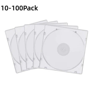 10-100 Pack Single Slim Clear CD DVD Storage Clear Tray Jewel Cases Hold 1 Disc - Picture 1 of 20