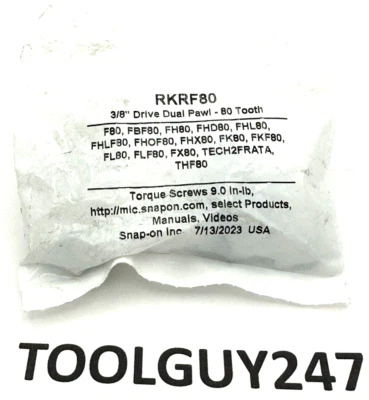 Kit de reparación de trinquete de accionamiento de 3/8" pulgadas SNAP ON TOOLS EE. UU. RKRF80 F80 FHL80 FL80 nuevo Foto 1 de 4