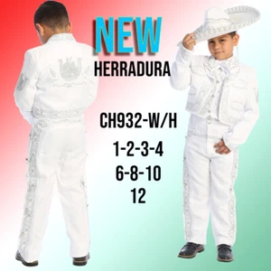 NUEVO TRAJE Charro para niño en Blanco con Plata - Picture 1 of 6