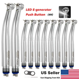10pc SANDENT Dental LED E-generator Fiber Optic High Speed Handpiece 4 Hole CDM4 - Picture 1 of 24