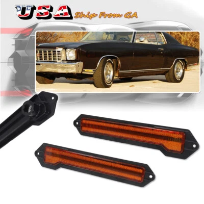 Amber Lens Front Bumper Side Marker Lights For 1970 71 72 Chevrolet Monte Carlo - Image 1 of 4