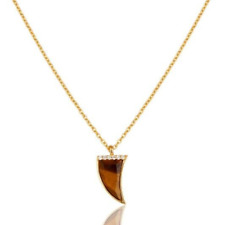 Tiger eye Horn Multi Zircon 18K Gold Plated Chain Daily Wear Pendent Necklace