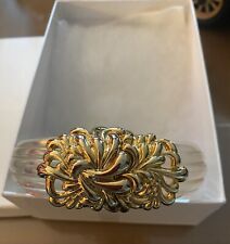 Vintage Portofino Park Lane Clear Lucite Hinged Bangle Bracelet Chunky 6 3/4”