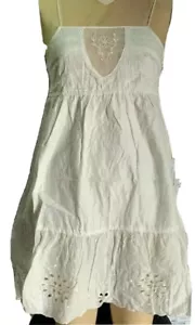 Damen Neu mit Etikett Sommerkleid Junior Größe Spaghettiträger kurze Ösen weiß - Bild 1 von 2