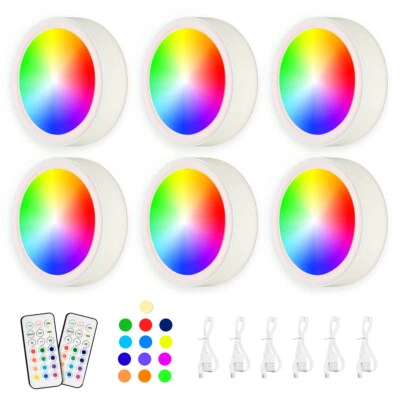 Rechargeable Under Cabinet LED RGB Dimmable Puck Light with Wireless Control - Image 1 of 4